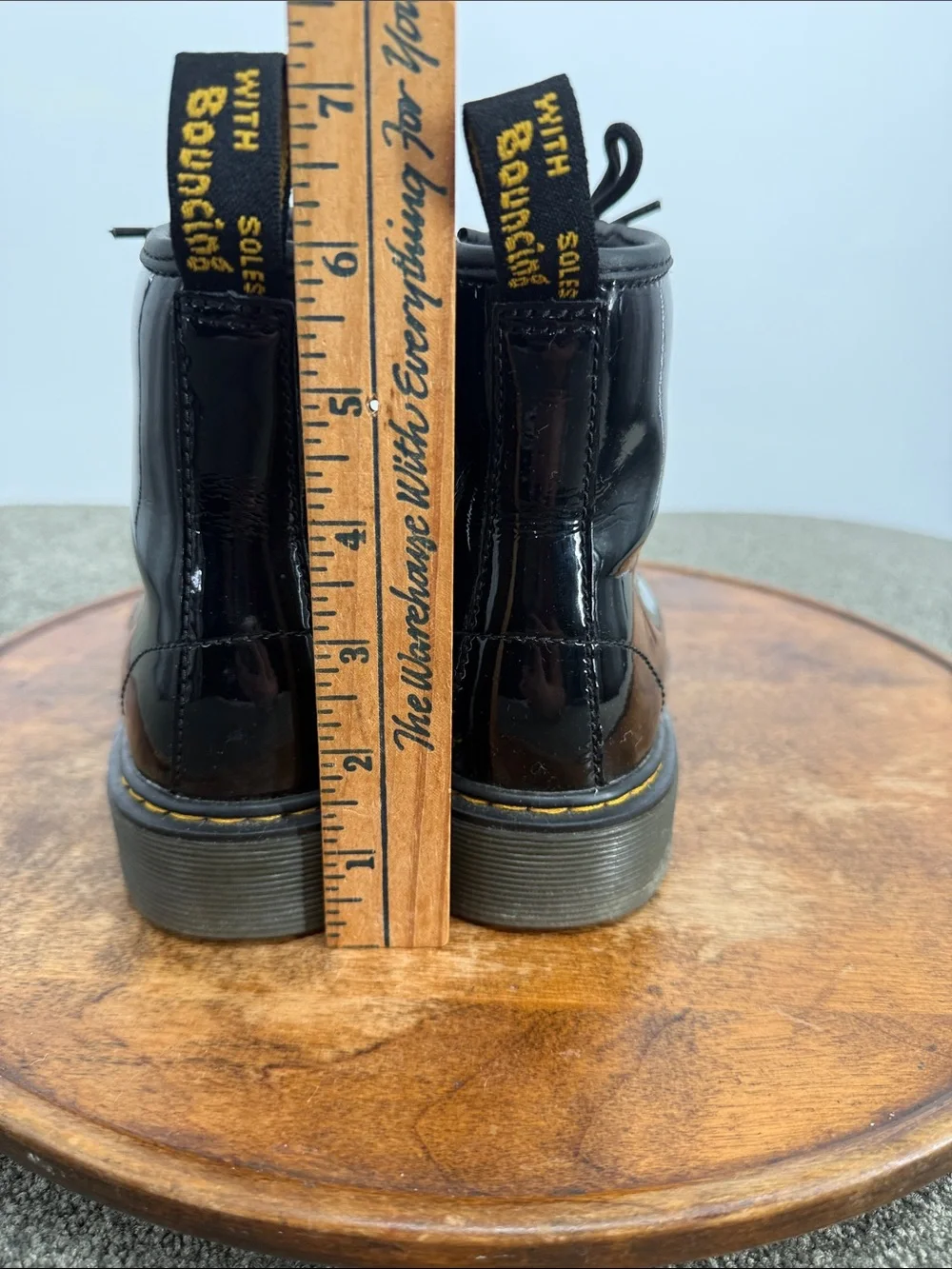 Dr. Martens Boot Girls 4 Wm 5 Black Patent Lace-Up Combat DM Docs Inside Zip